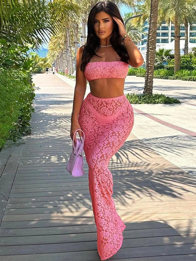 Mira Lace Two-Piece Maxi Set