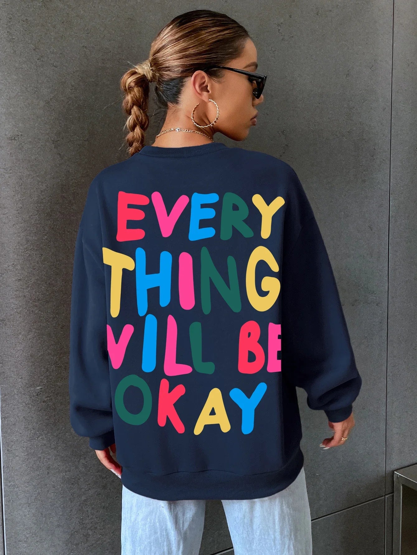 Color Pop Lettering Sweater