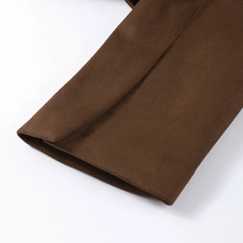 VelvaCore™ Faux Suede Cropped Jacket – Soft Retro Streetwear
