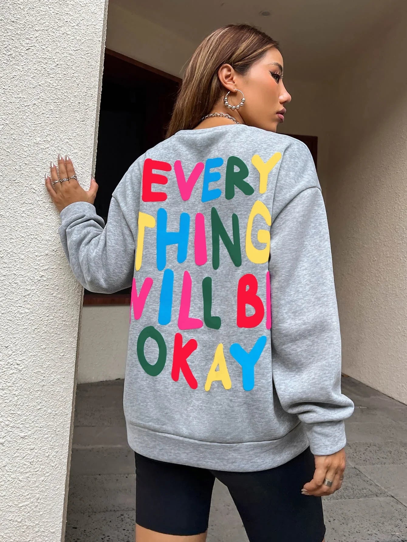 Color Pop Lettering Sweater