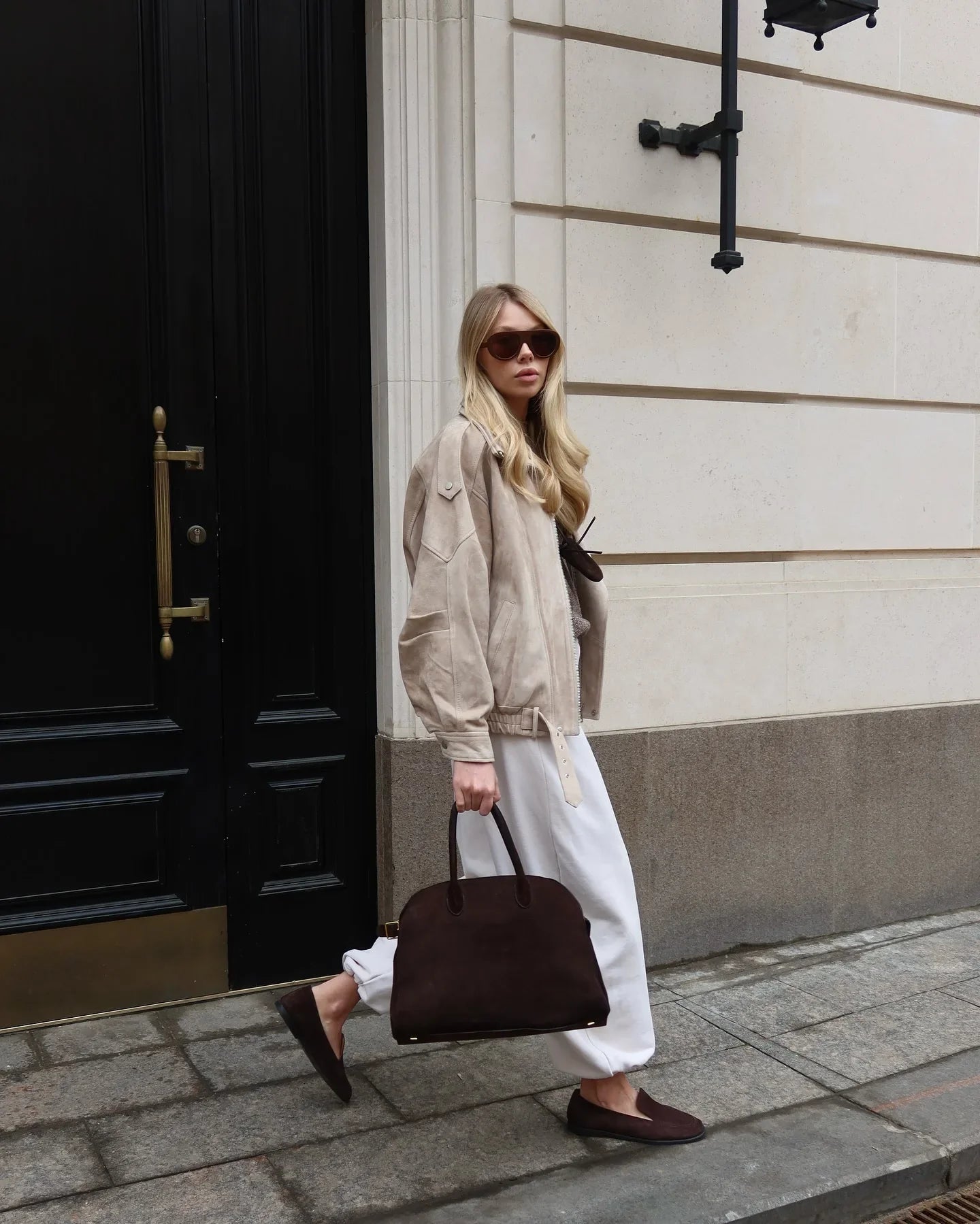 Camille Oversized Suede Bomber Jacket