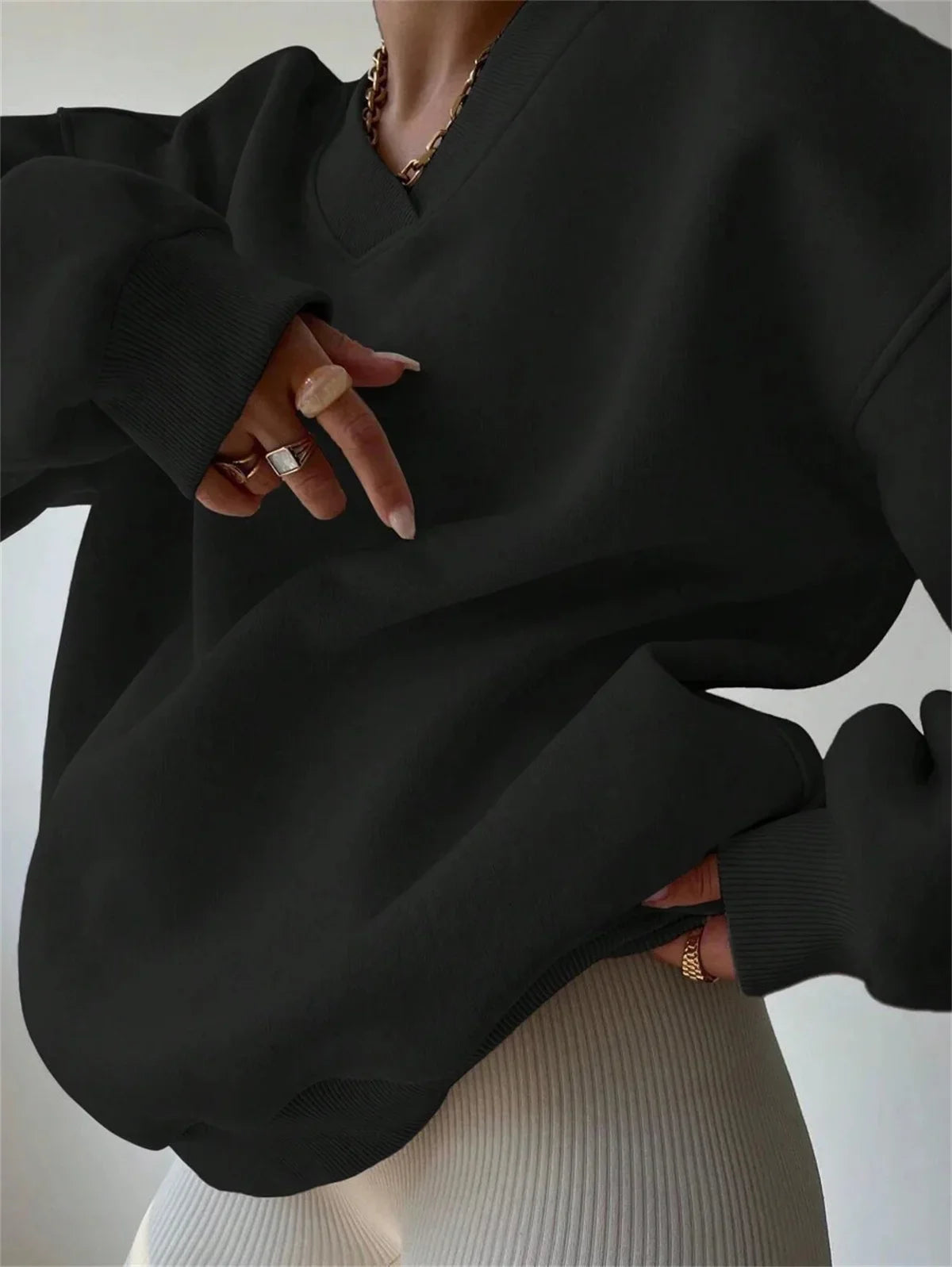 Aliy Oversized V-Neck Sweatshirt