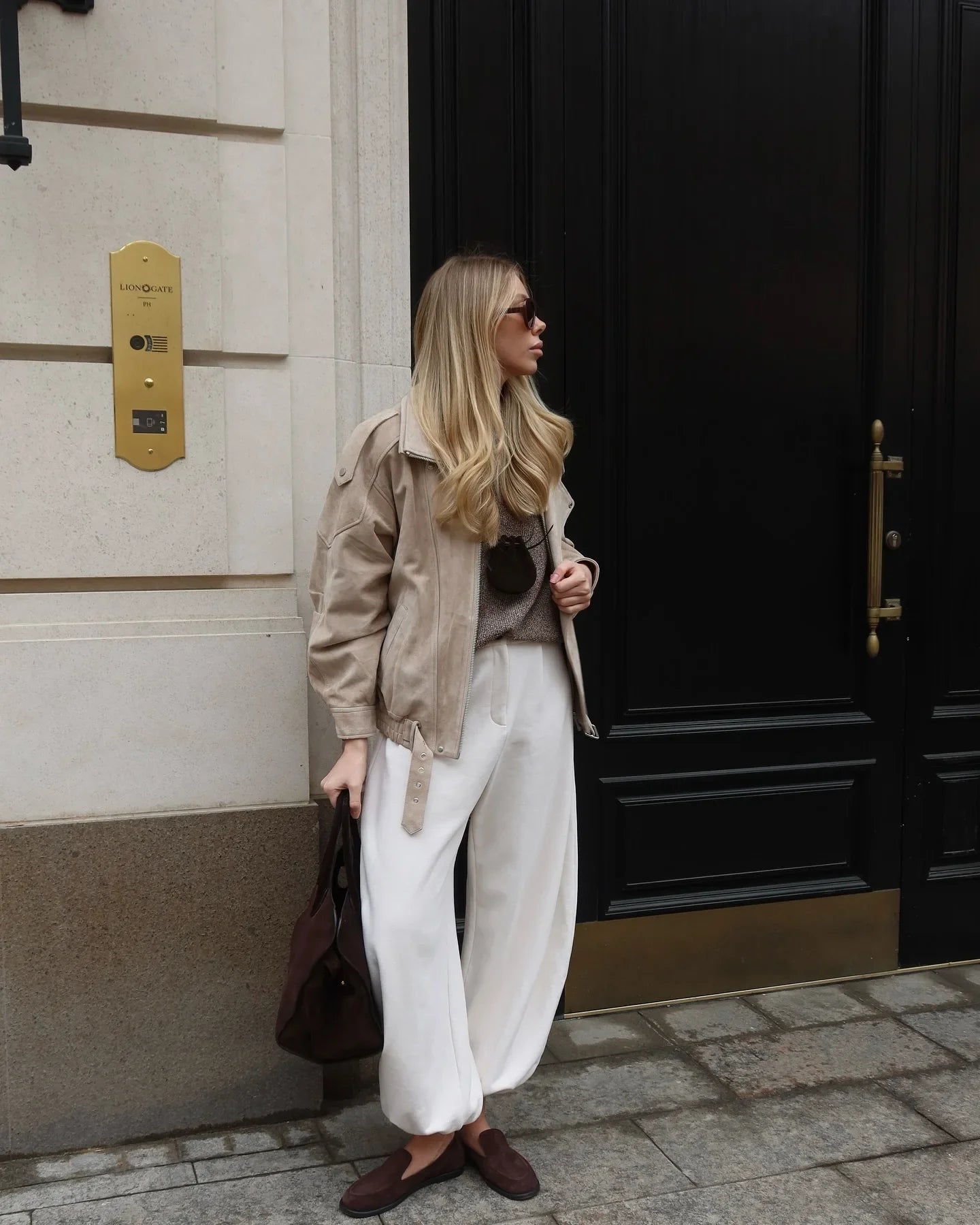 Camille Oversized Suede Bomber Jacket