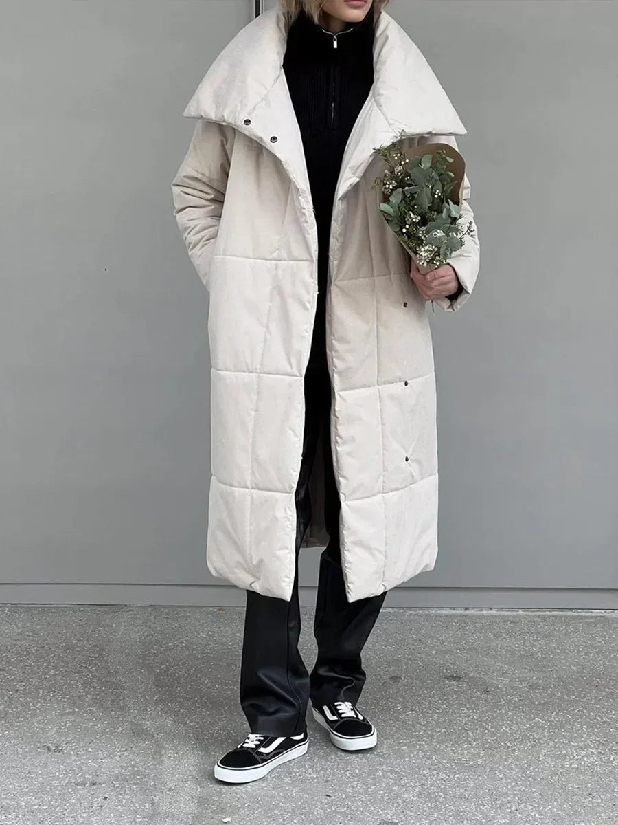 Kendra Belted Puffer Coat with Oversized Collar