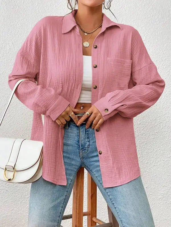 Coco Textured Button-Up Overshirt