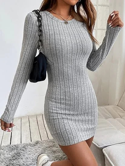 CozyCurve™ Ribbed Long Sleeve Mini Dress