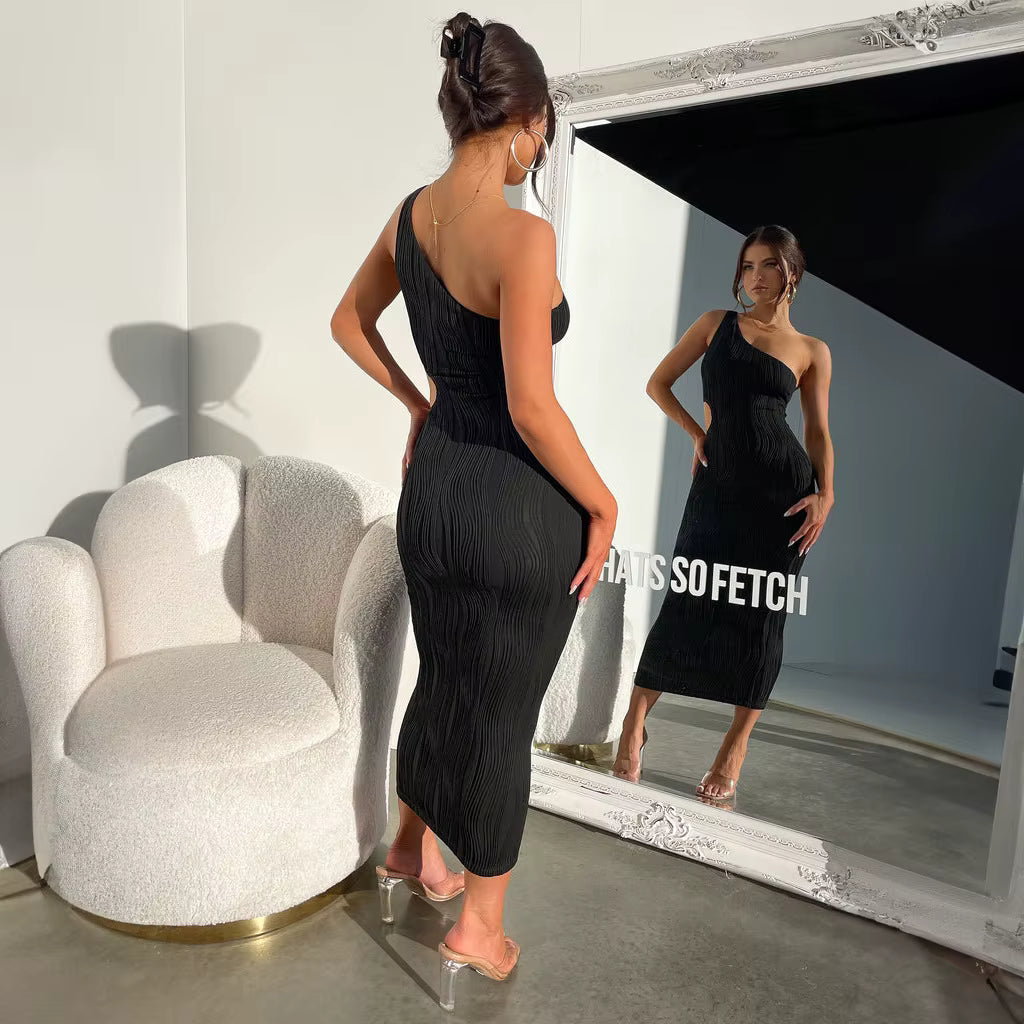 Kristy One-Shoulder Cut-Out Midi Dress