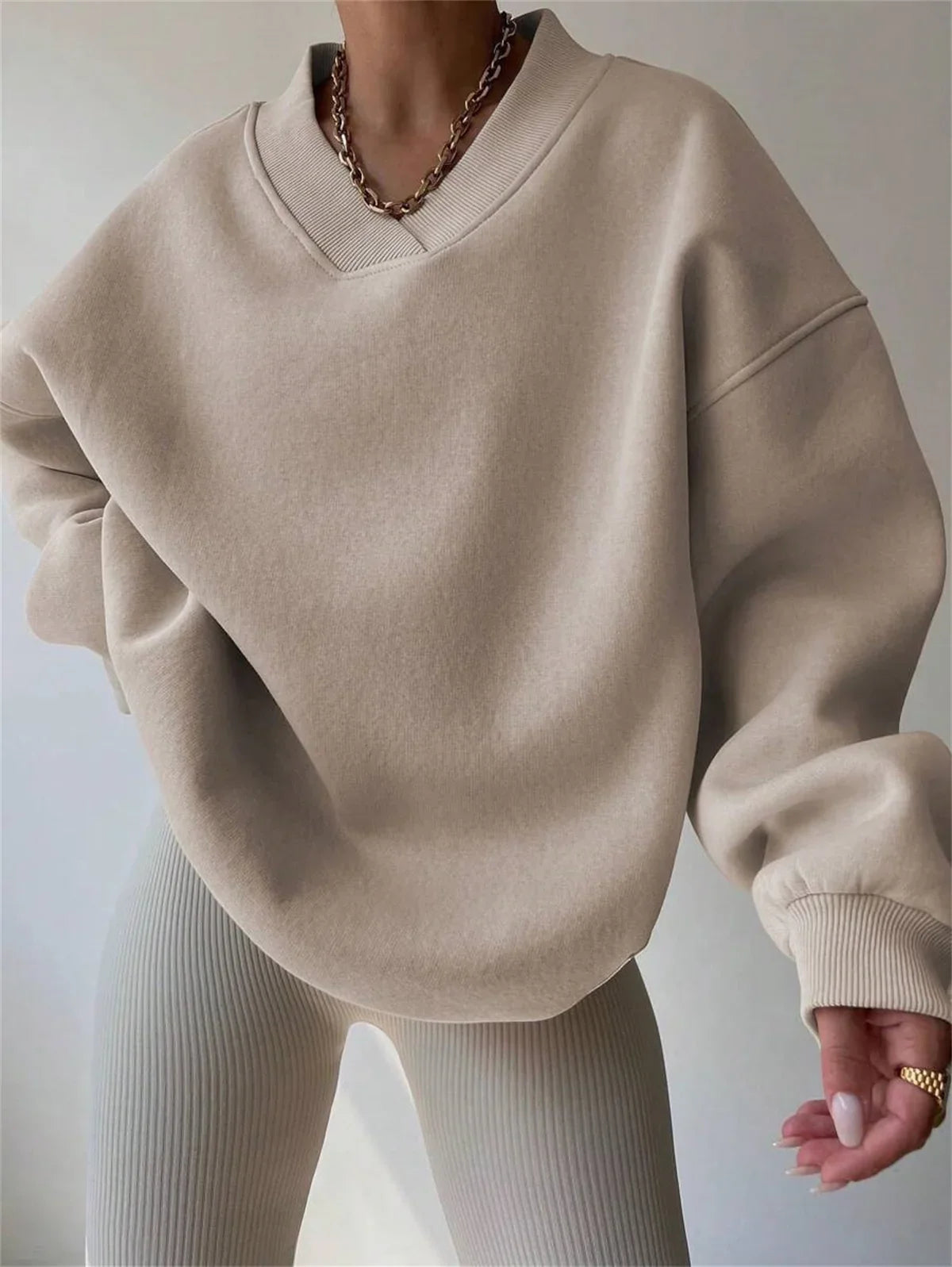 Aliy Oversized V-Neck Sweatshirt