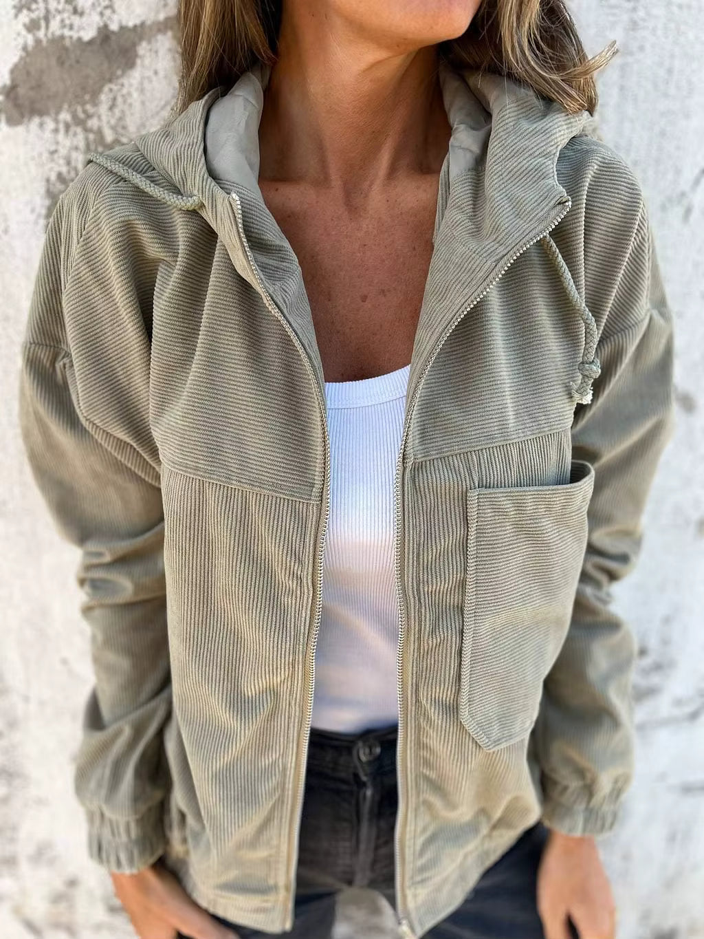 Kitty Corduroy Hoodie Jacket