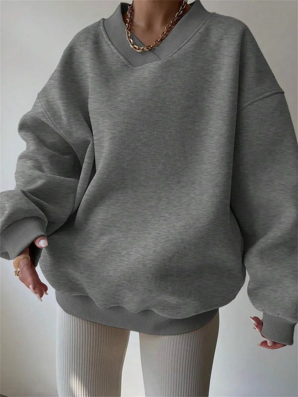 Aliy Oversized V-Neck Sweatshirt