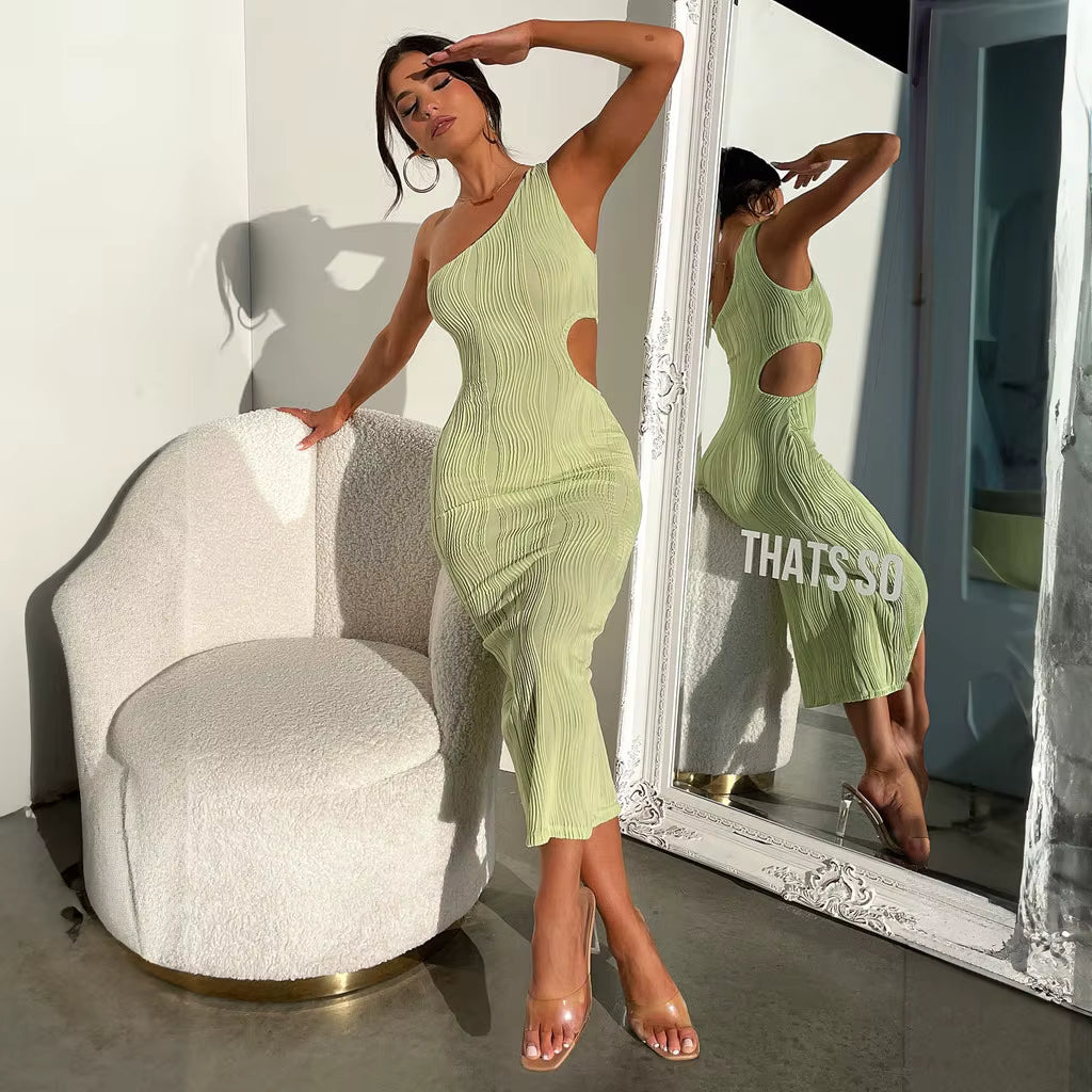 Kristy One-Shoulder Cut-Out Midi Dress