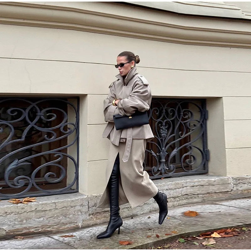 SculptedSilhouette™ Belted Oversize Trench – Luxe Structure Redefined