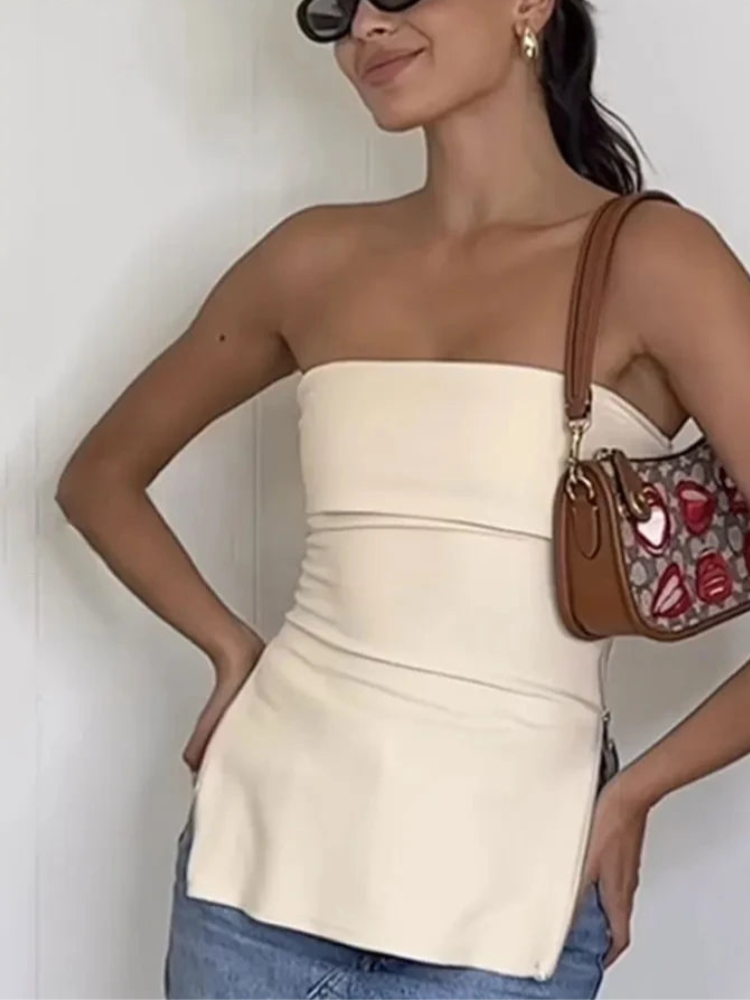Rosa Strapless Side-Slit Top