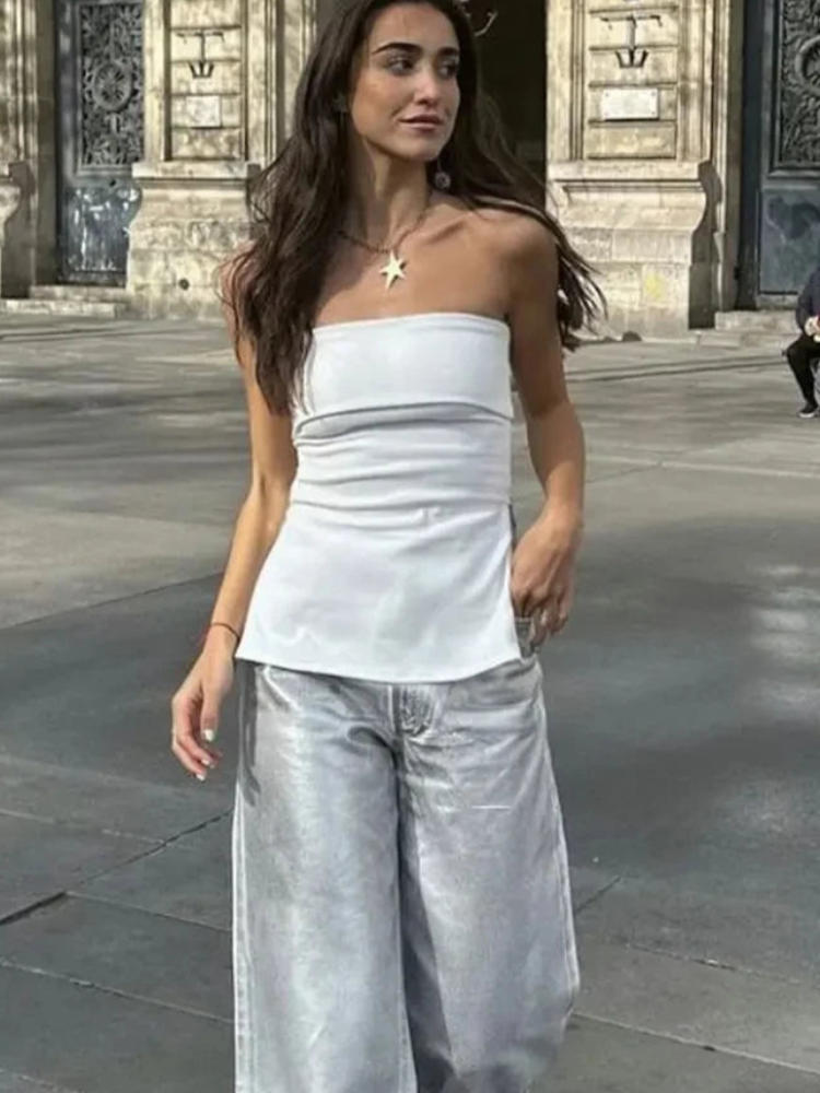 Rosa Strapless Side-Slit Top