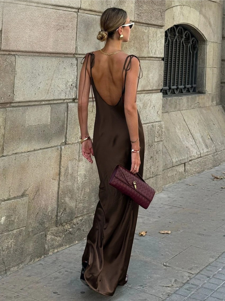 Lanii Satin Maxi Slip Dress