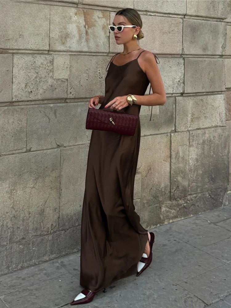 Lanii Satin Maxi Slip Dress