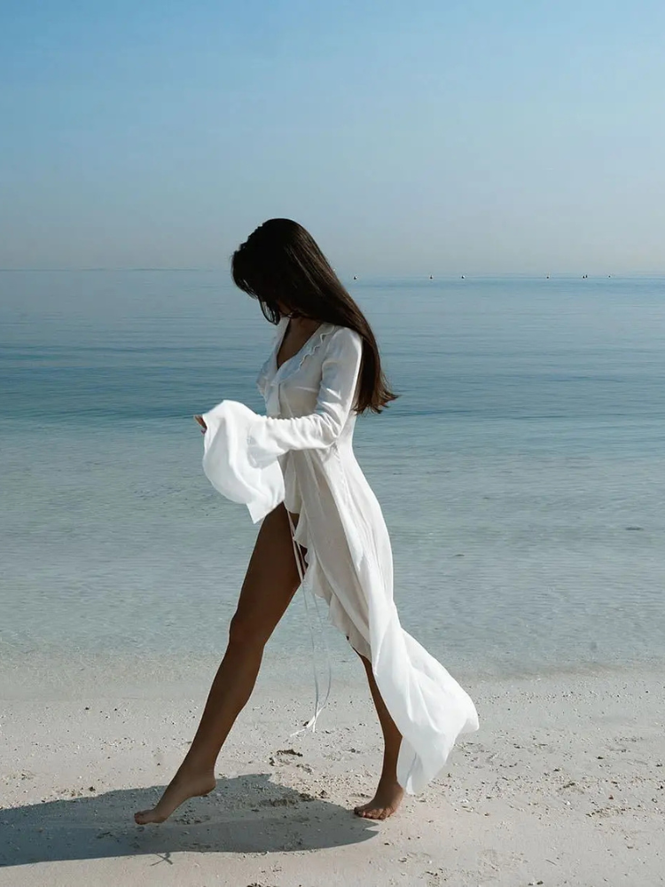 Celeste Sheer Ruffle Beach Cover-Up