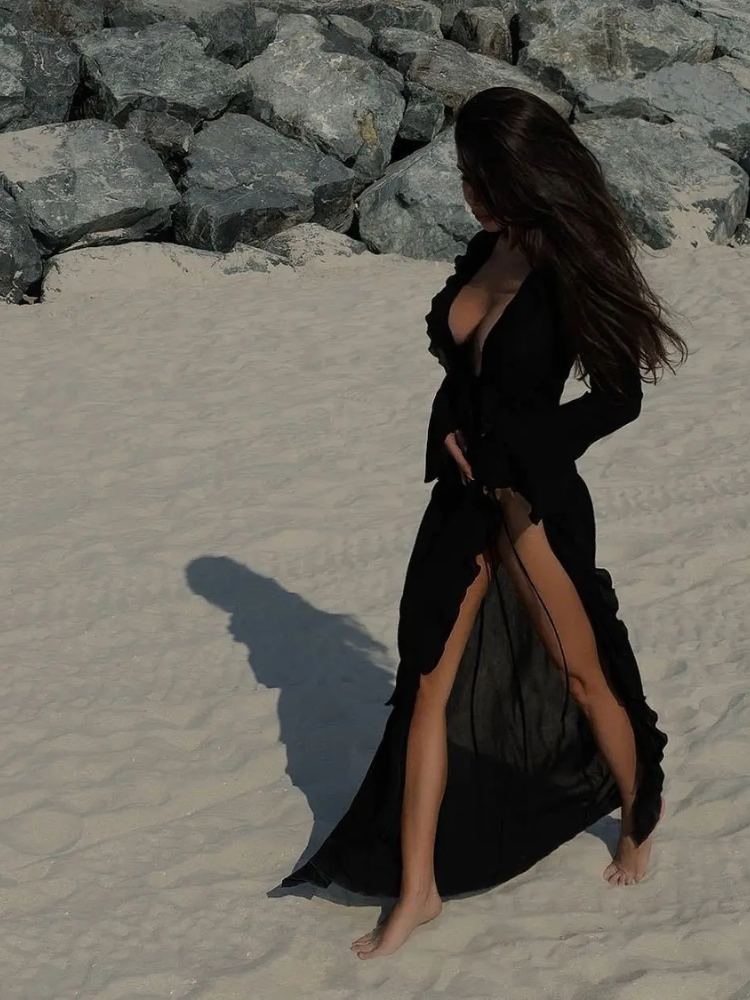 Celeste Sheer Ruffle Beach Cover-Up