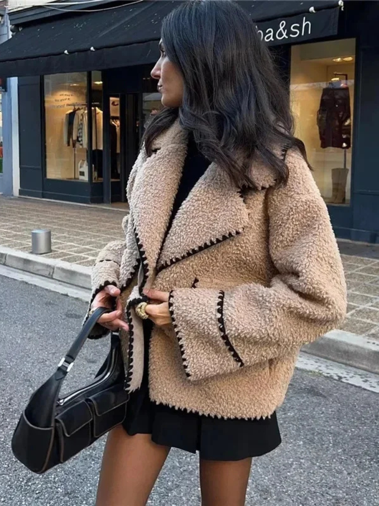 Oksana Teddy Shearling Oversized Jacket