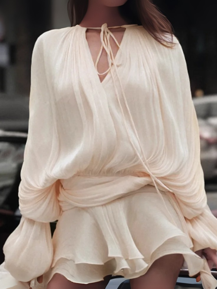 Alegra Champagne Ruffle Mini Dress