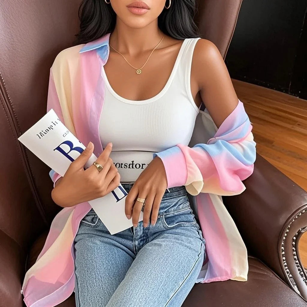 Aurora Pastel Gradient Oversized Shirt