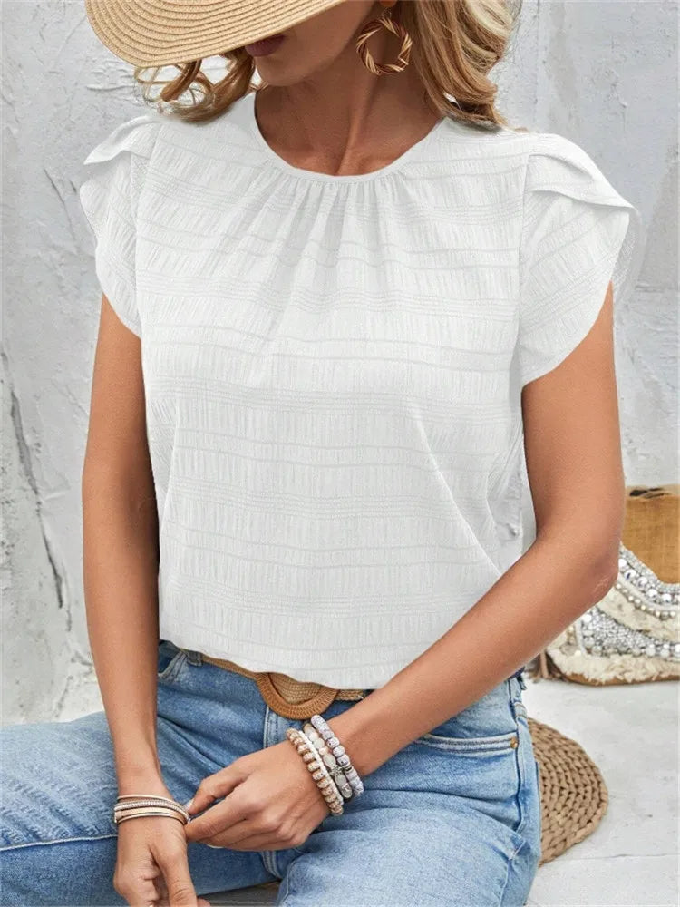 Anela Textured Puff Sleeve Blouse