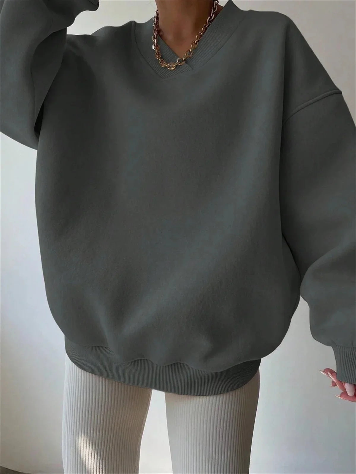 Aliy Oversized V-Neck Sweatshirt