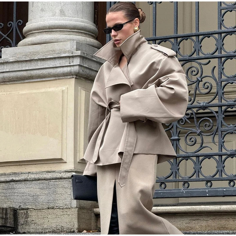 SculptedSilhouette™ Belted Oversize Trench – Luxe Structure Redefined