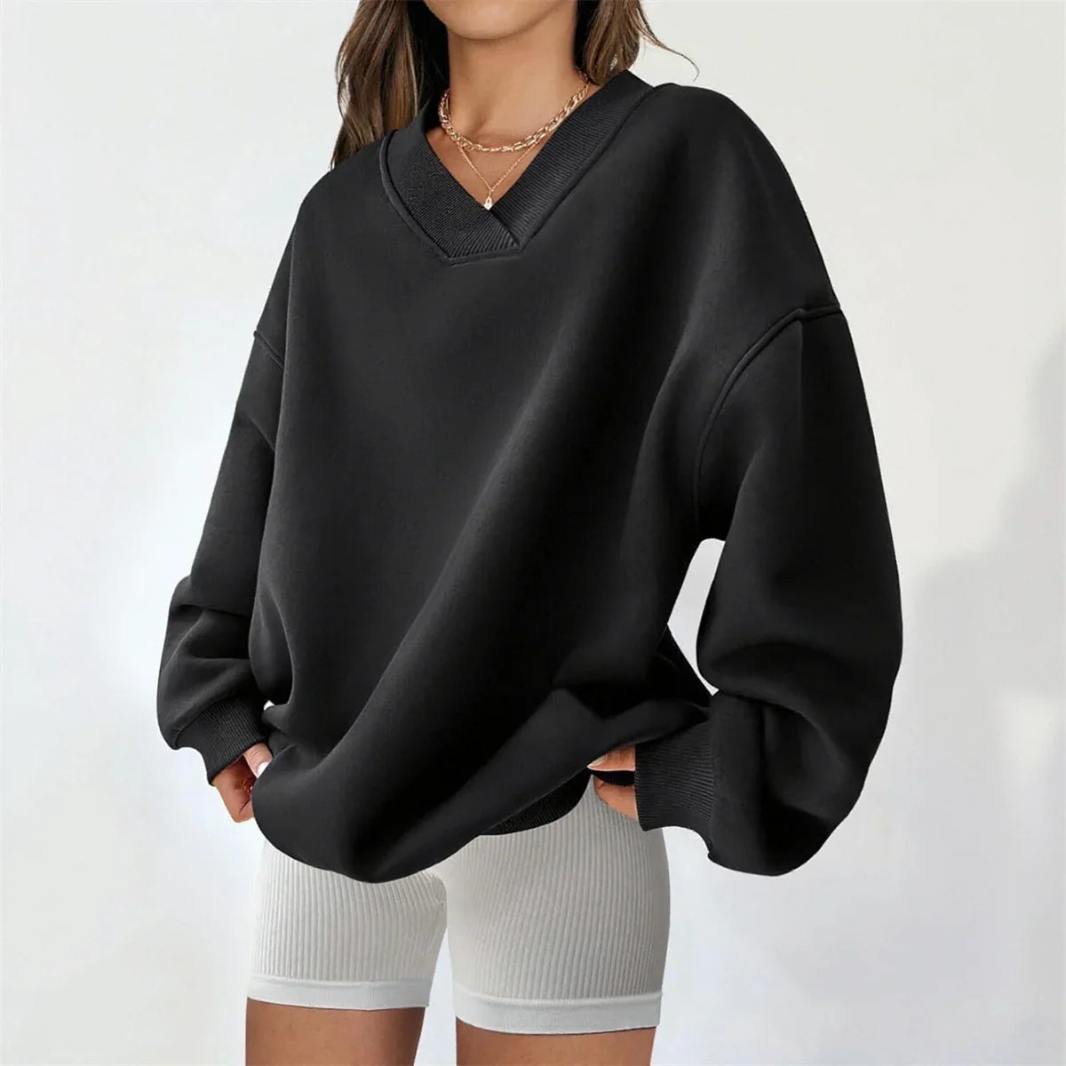 Aliy Oversized V-Neck Sweatshirt