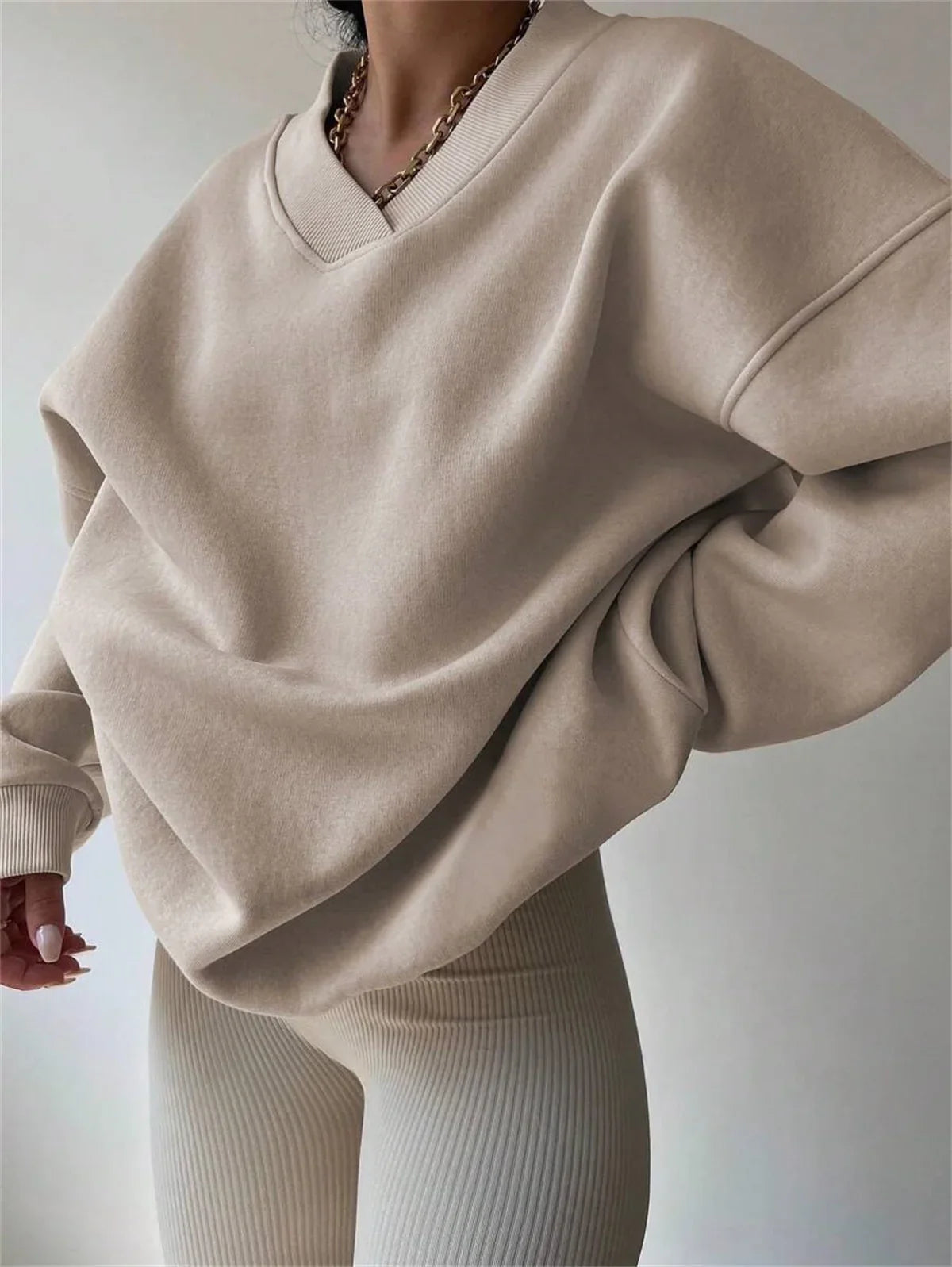 Aliy Oversized V-Neck Sweatshirt