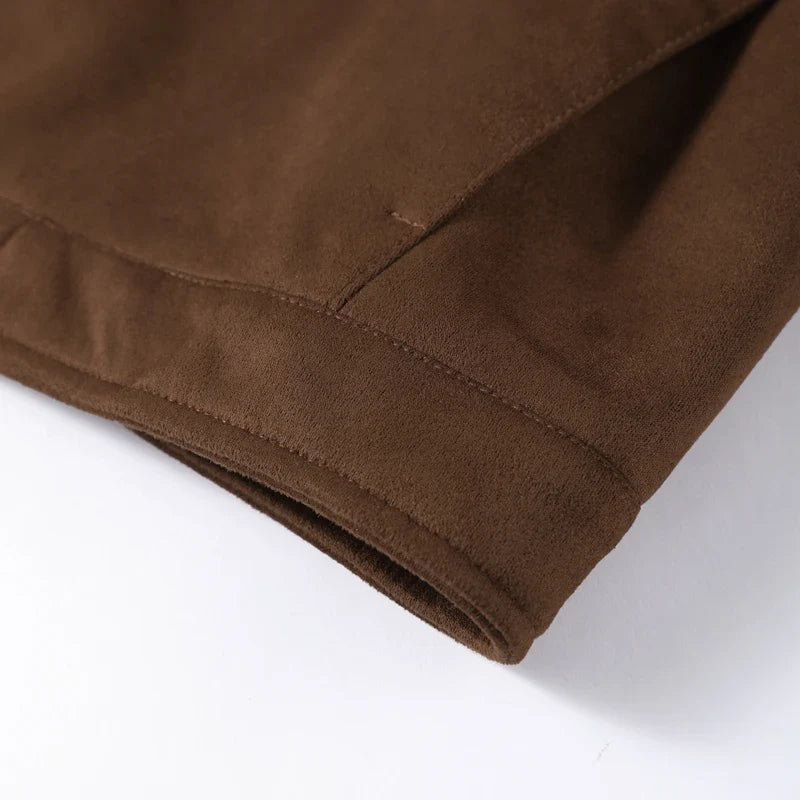 VelvaCore™ Faux Suede Cropped Jacket – Soft Retro Streetwear