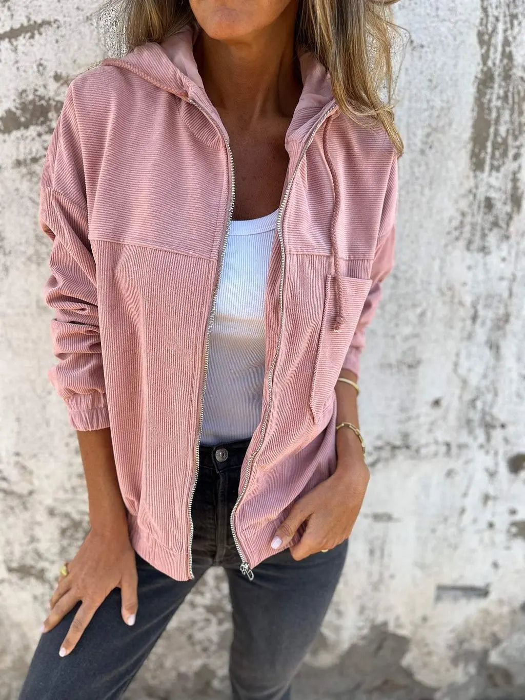 Kitty Corduroy Hoodie Jacket