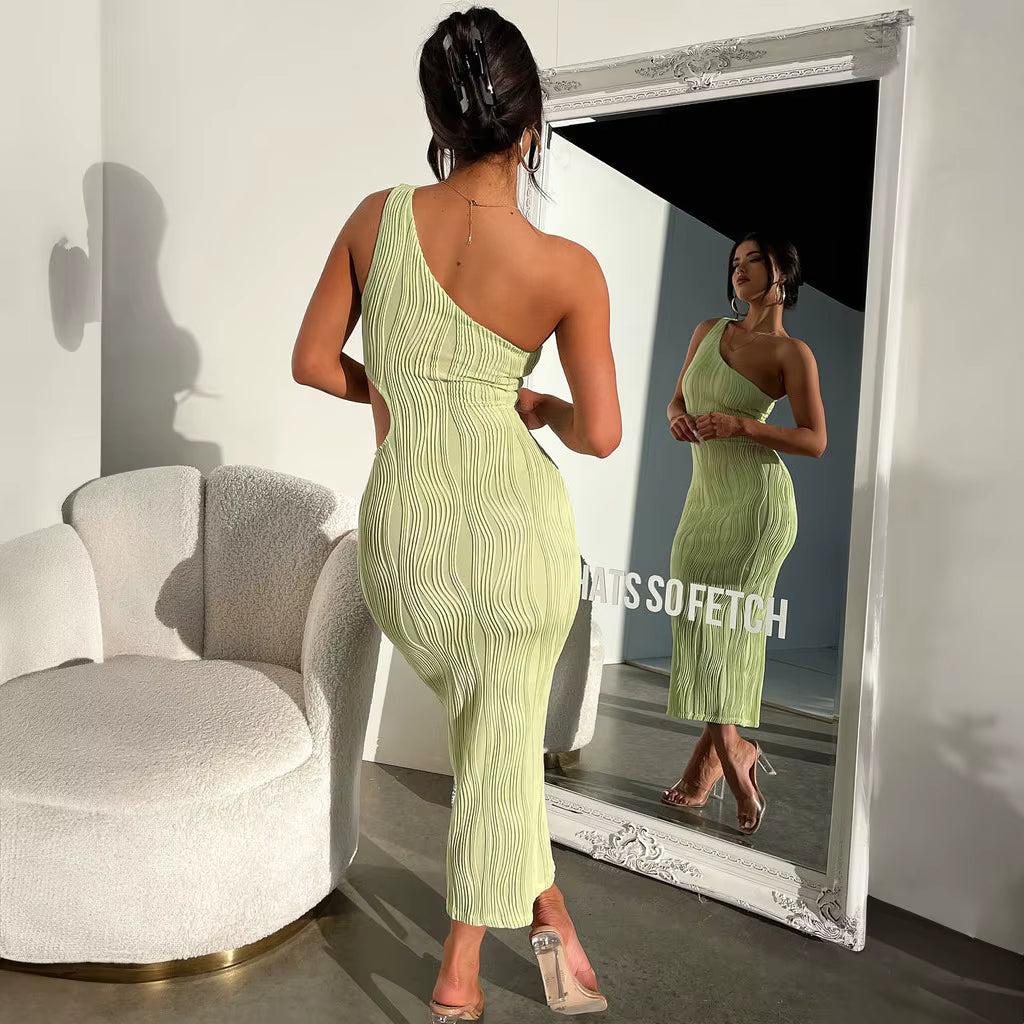 Kristy One-Shoulder Cut-Out Midi Dress