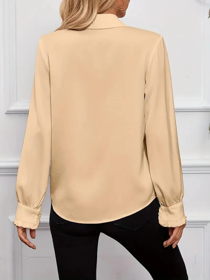 Alola Elegant Ruffle Front Blouse