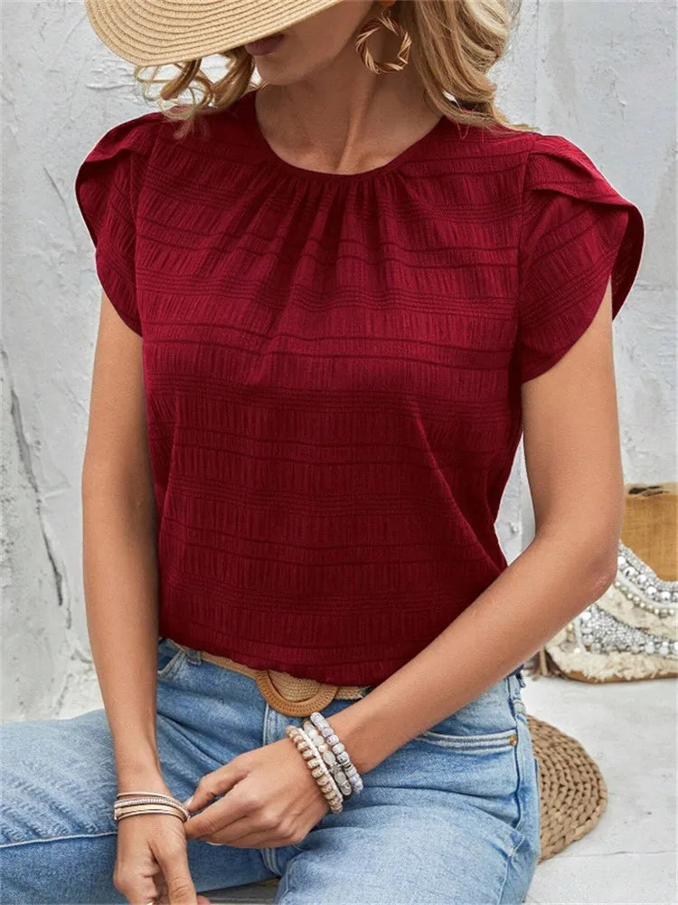 Anela Textured Puff Sleeve Blouse