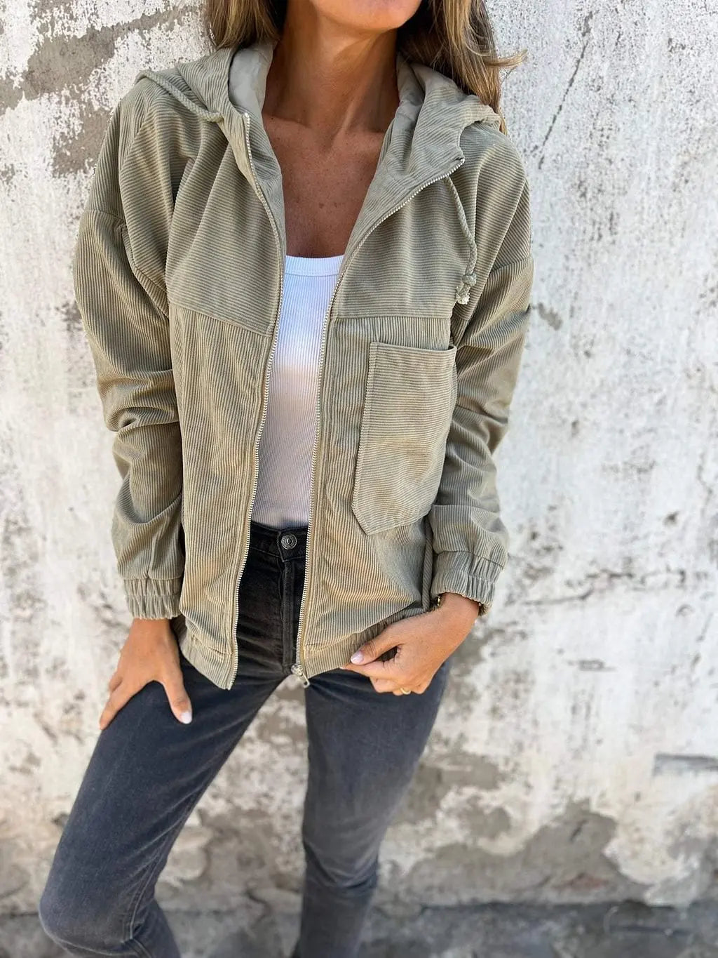 Kitty Corduroy Hoodie Jacket