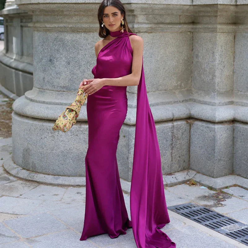Emerald Elegance One-Shoulder Gown
