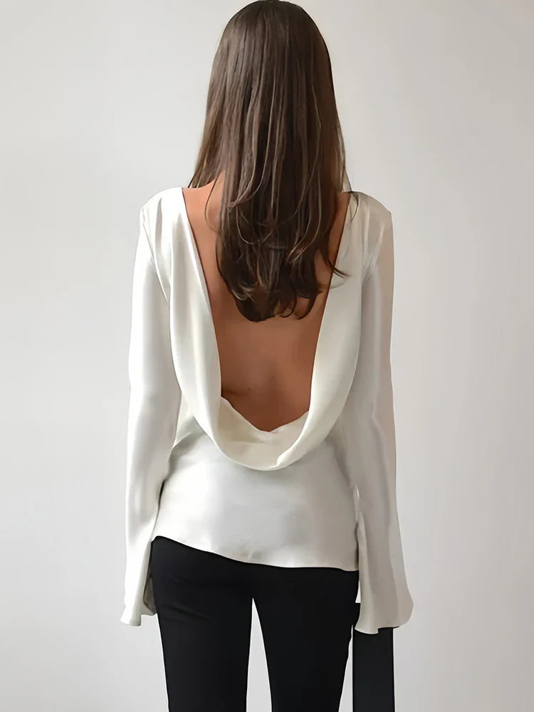Alexa Silky Backless Elegance Blouse