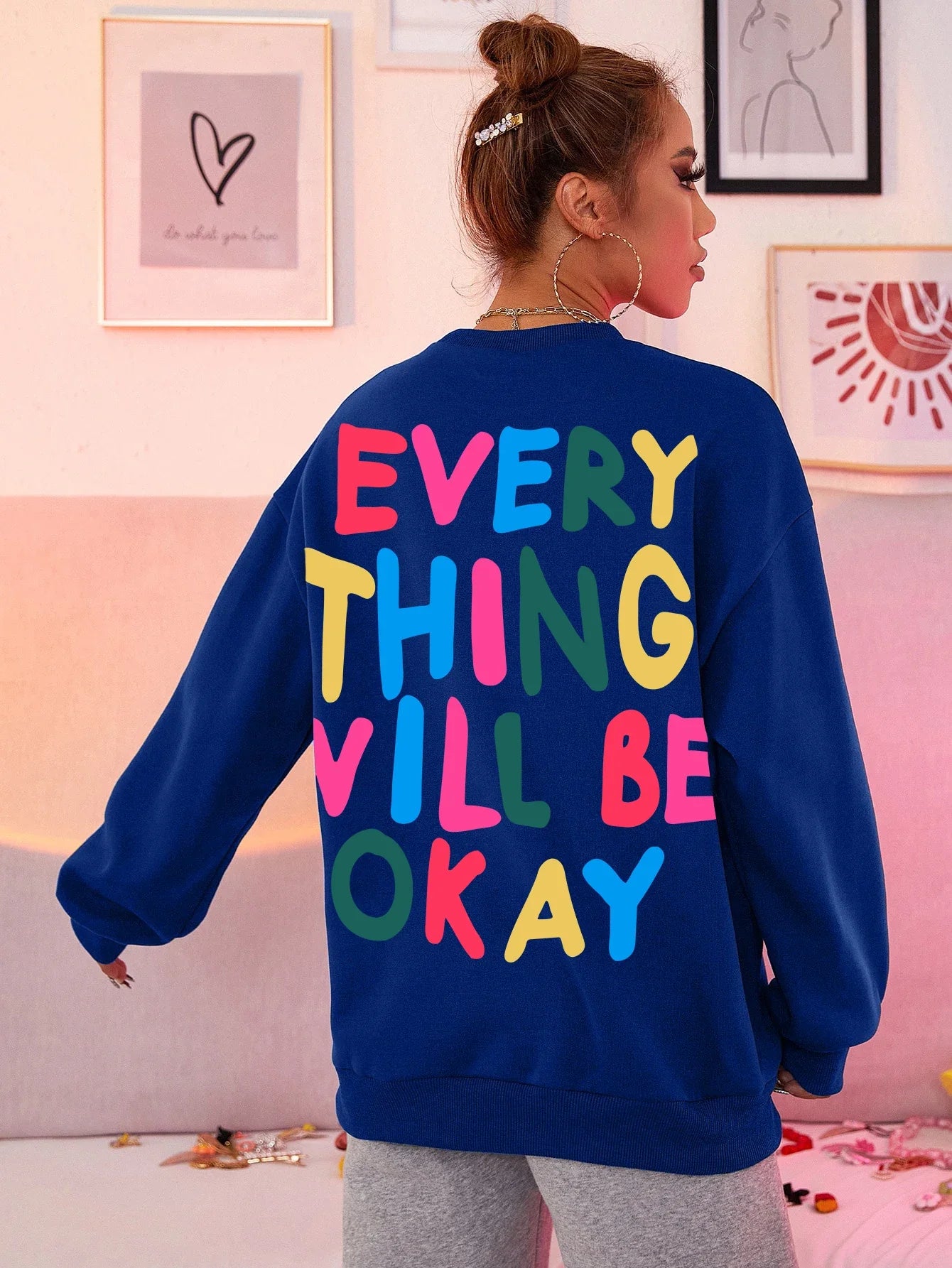 Color Pop Lettering Sweater