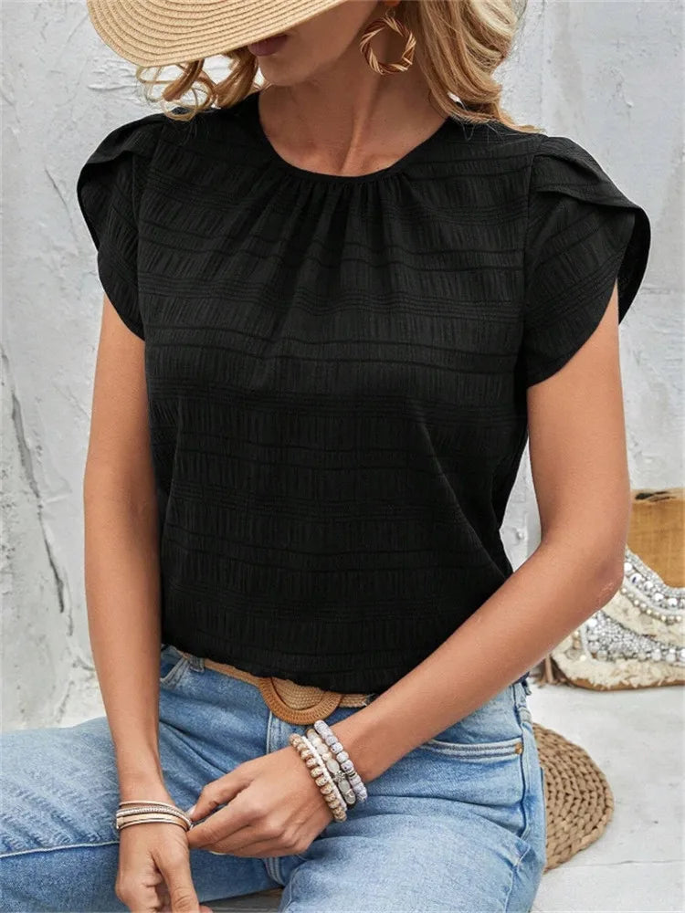 Anela Textured Puff Sleeve Blouse