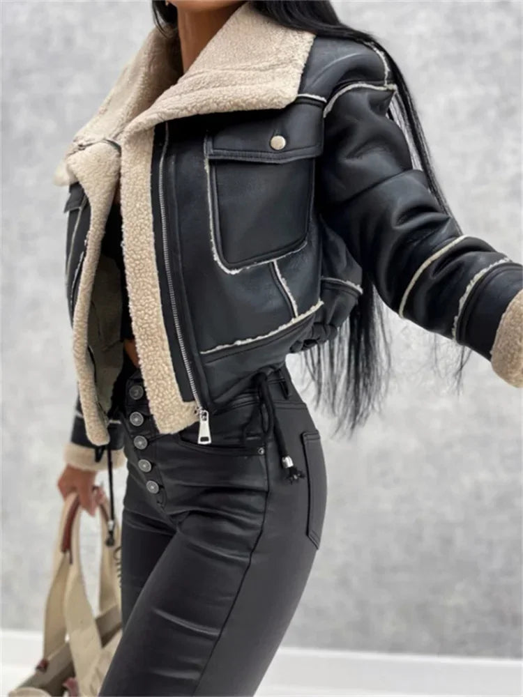 Rita Faux Shearling Lined Aviator Jacket