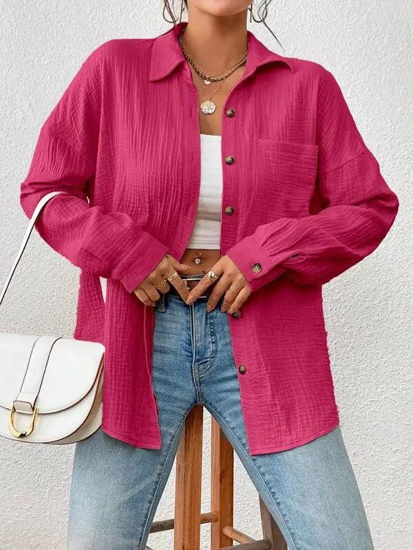 Coco Textured Button-Up Overshirt