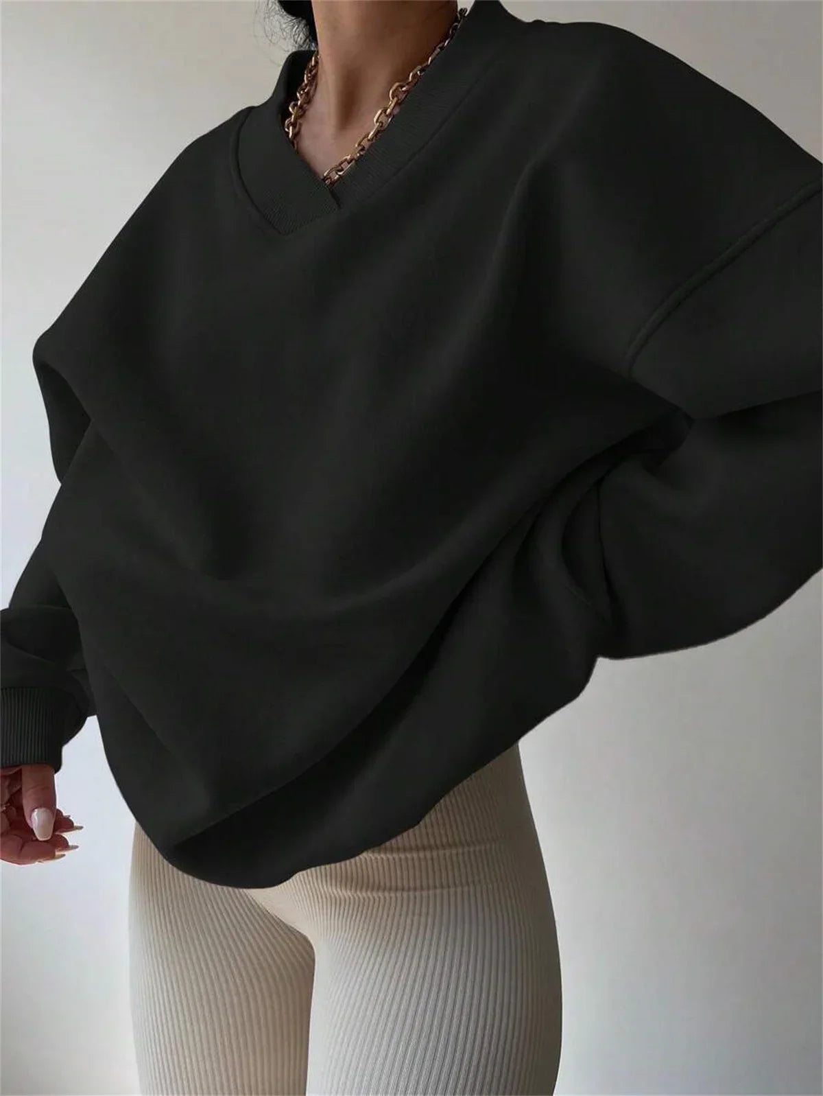 Aliy Oversized V-Neck Sweatshirt