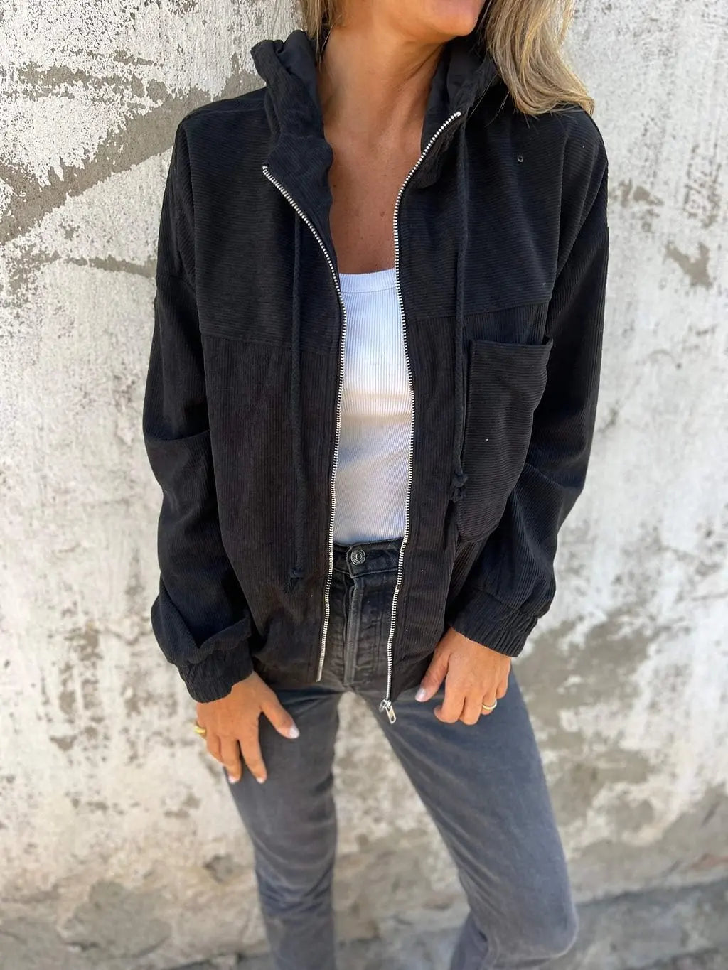 Kitty Corduroy Hoodie Jacket