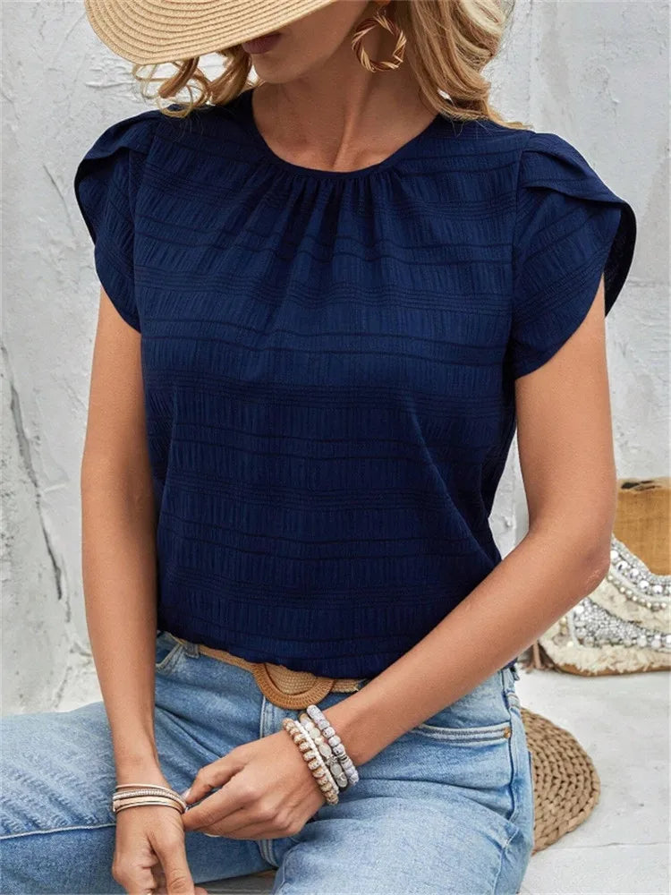 Anela Textured Puff Sleeve Blouse