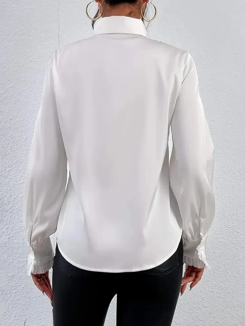 Alola Elegant Ruffle Front Blouse