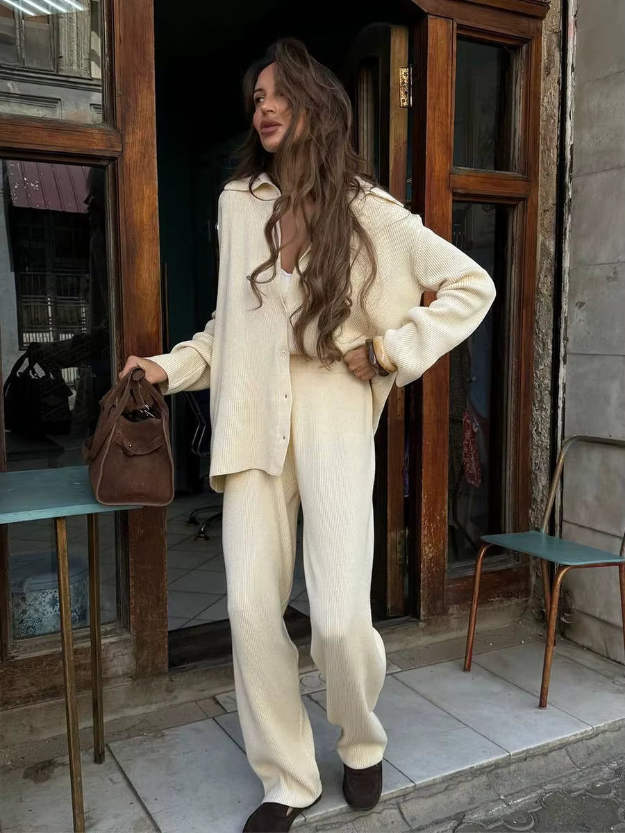 Nimué Cream Knit Lounge Set