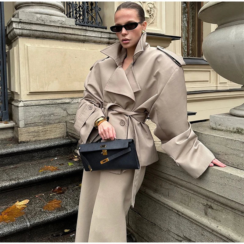 SculptedSilhouette™ Belted Oversize Trench – Luxe Structure Redefined