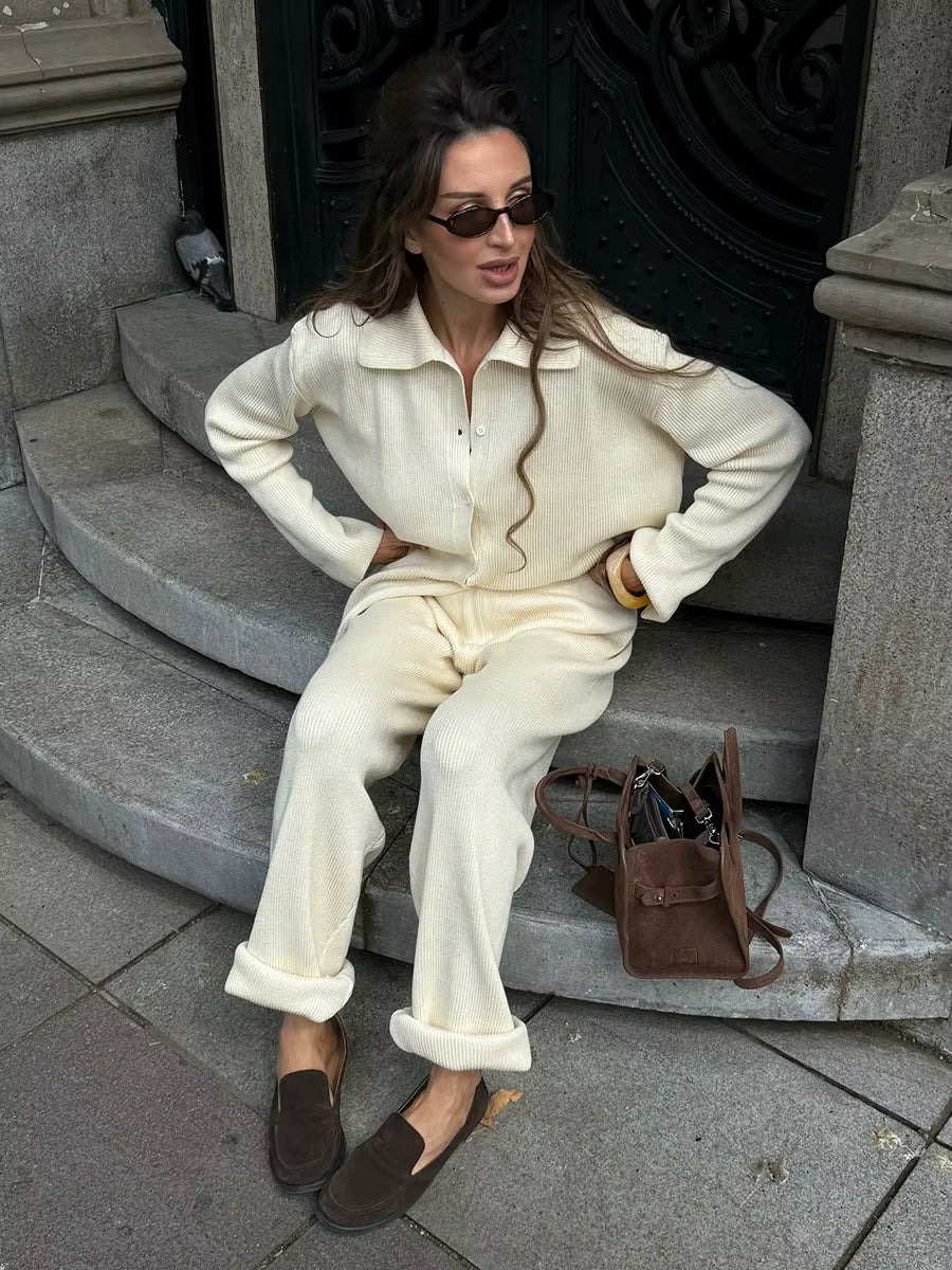 Nimué Cream Knit Lounge Set