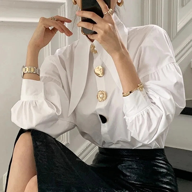 Bonni Gilded Statemente Button-Down Blouse